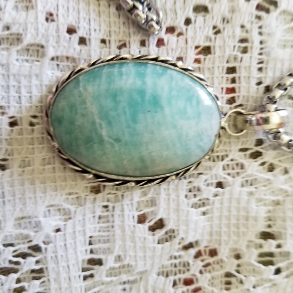 unbranded Jewelry - 925 silver and Angelite ne pendant, 22 inch wide n